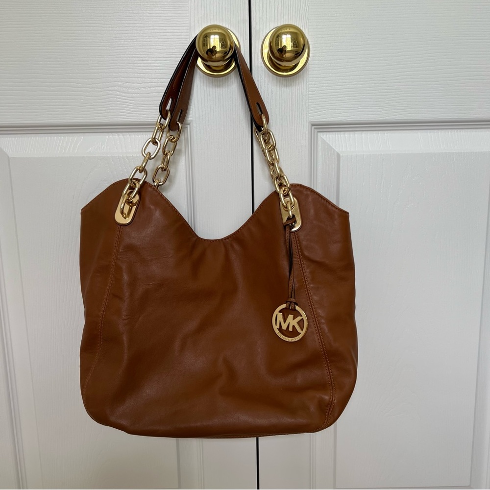 Michael Kors Brown Leather Lilly Chain Hobo (Authentic)